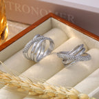 Vintage Criss Cross Multi-Layer Pavé Band Ring