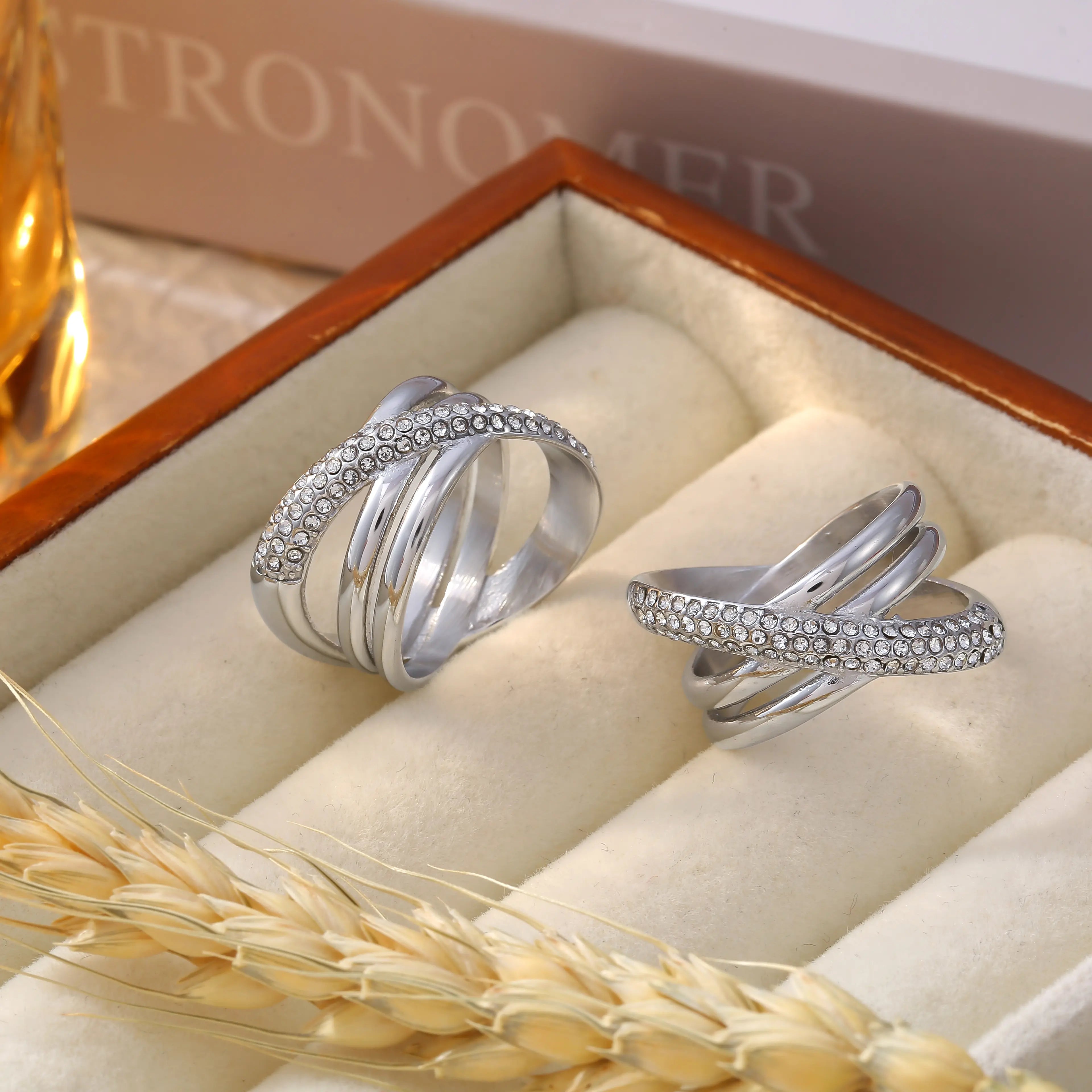 Vintage Criss Cross Multi-Layer Pavé Band Ring