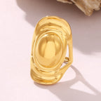 Vintage Sculptural Wavy Straw Hat Statement Ring