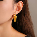 Minimalist Hollow Leaf Hoop Earrings