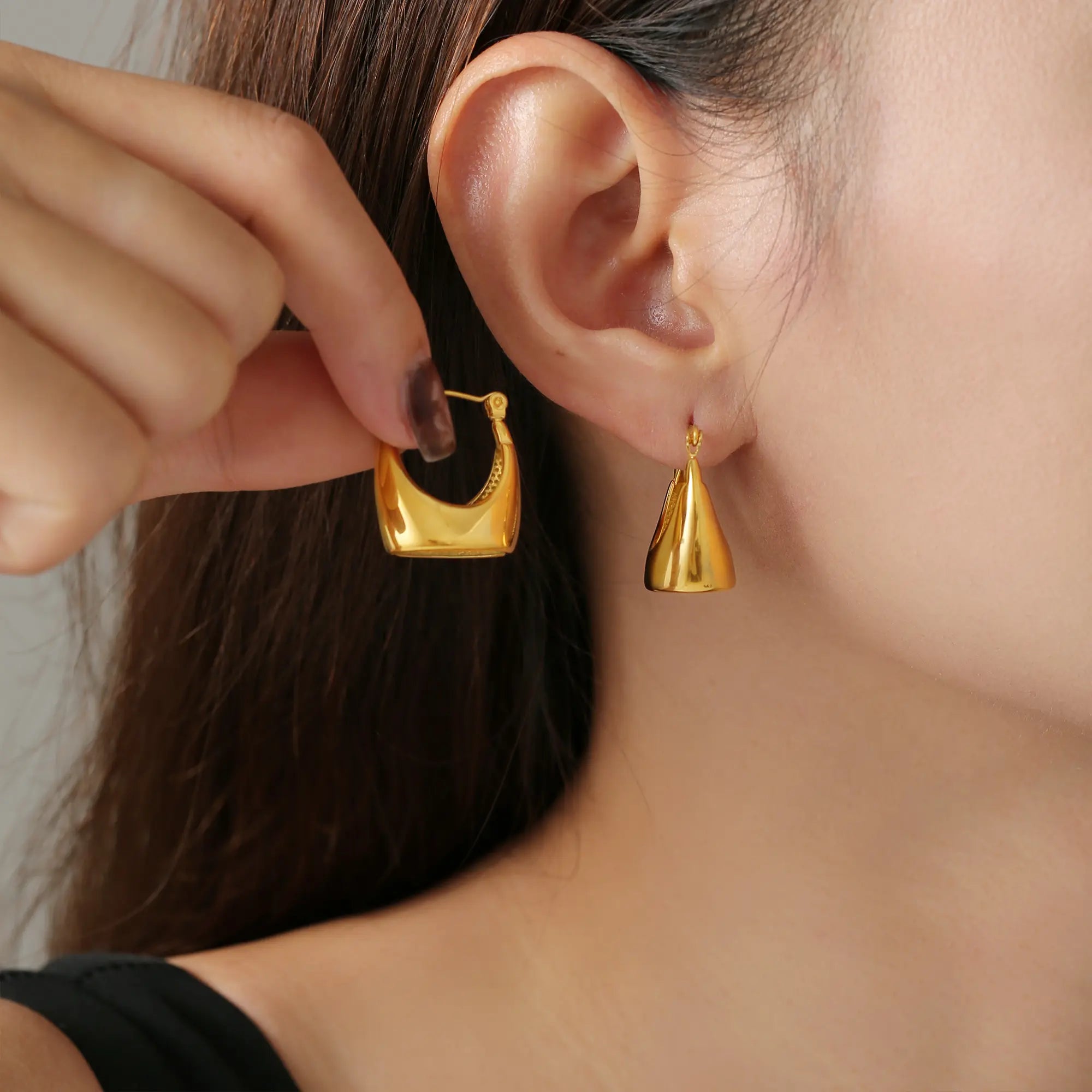 Minimalist Chunky Dome Hoop Earrings