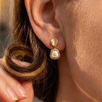 Geometric Mother of Pearl Drop Earrings