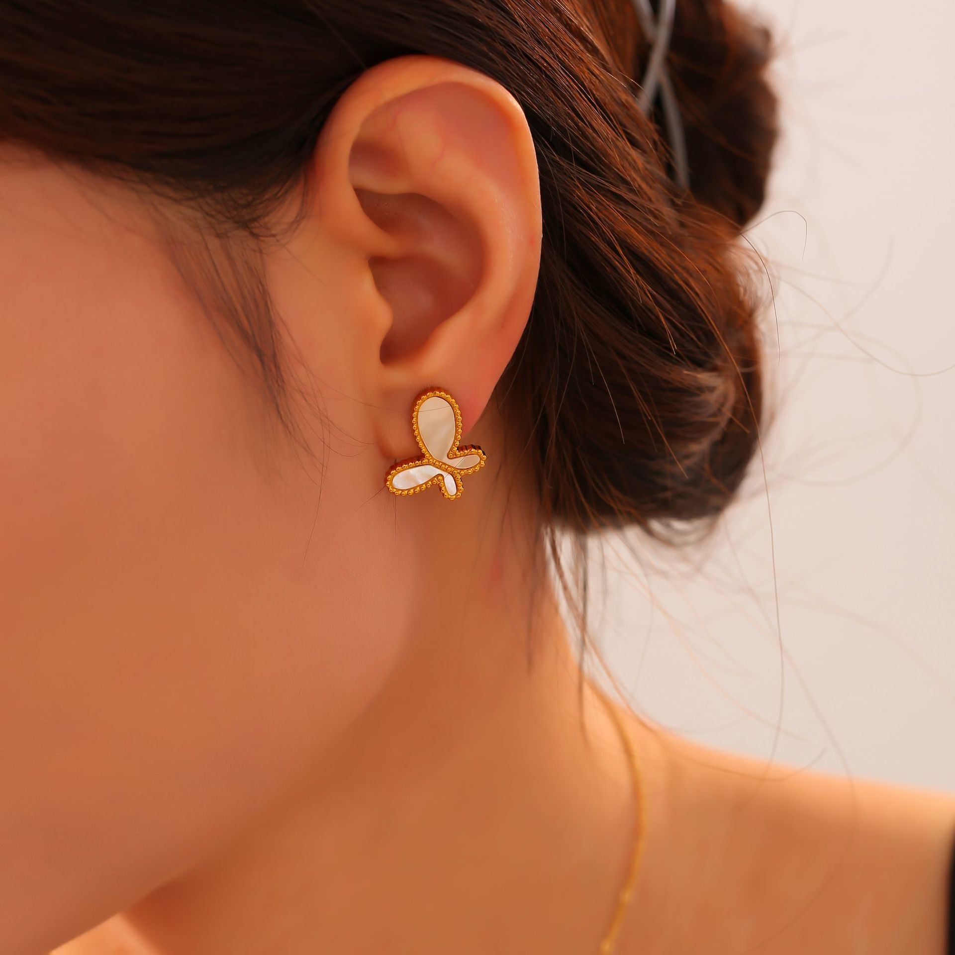 Dainty Mother of Pearl Butterfly Studs