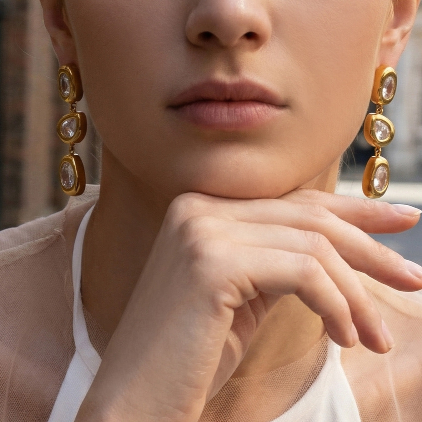 French Vintage Zircon Drop Earrings