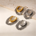Multi-Layer Chain Fringe Hoop Earrings