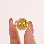 Sunburst Carved CZ Statement Adjustable Ring