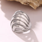 Sculptural Hollow Wave Ring