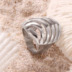 Sculptural Hollow Wave Ring