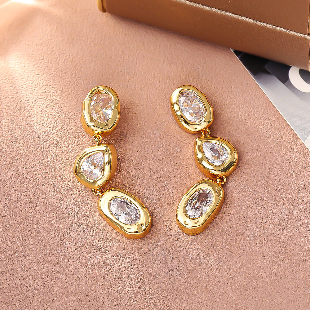 French Vintage Zircon Drop Earrings
