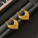 Minimalist Leaf Heart Stud Earrings