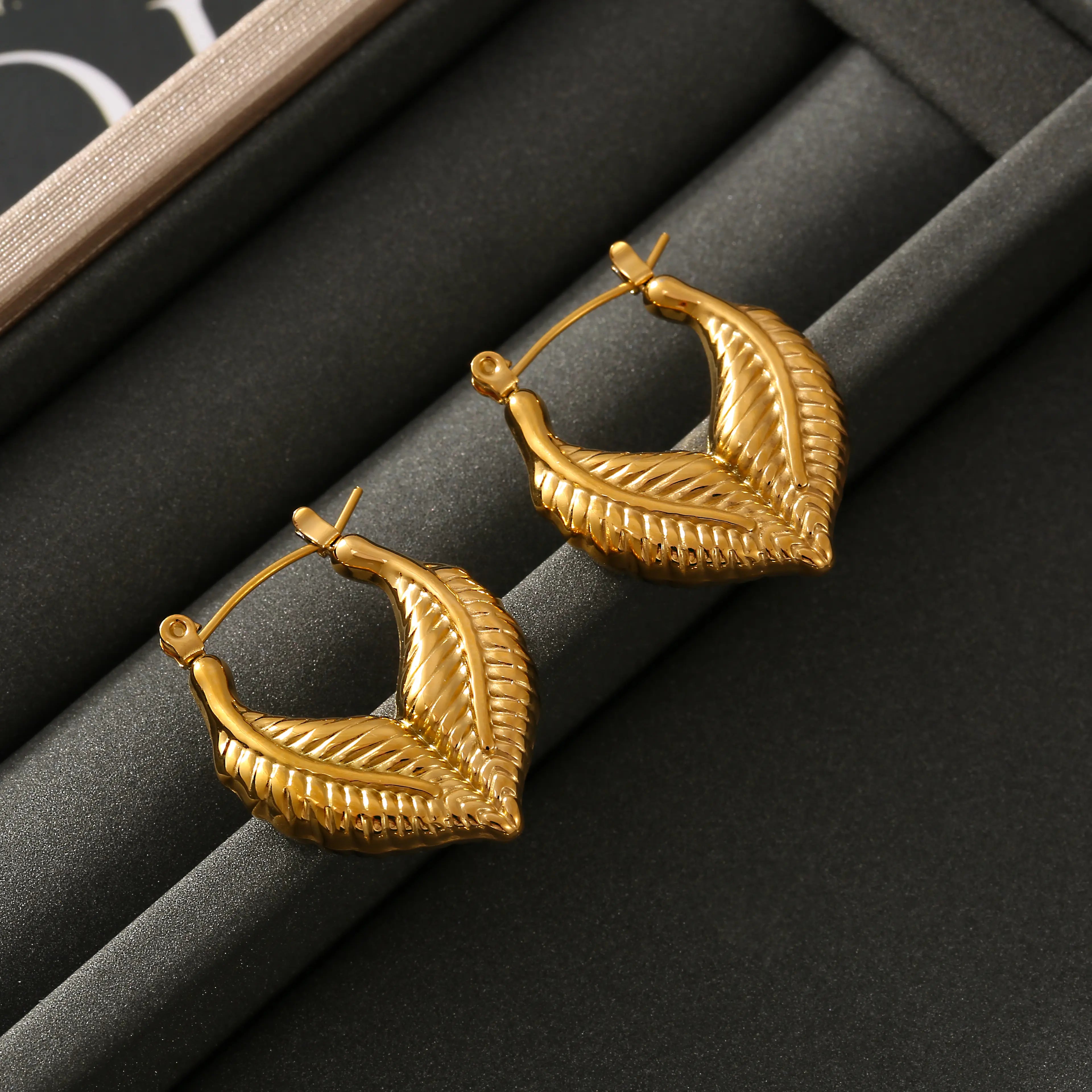 Minimalist Leaf Heart Stud Earrings