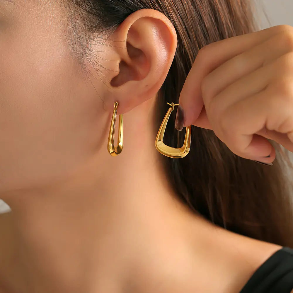 Minimalist Geometric U-Shape Hoop Earrings