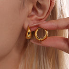 Minimalist Chunky Waterdrop Hoop Earrings in Waterproof Stainless Steel