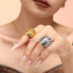 Sculptural Hollow Wave Ring