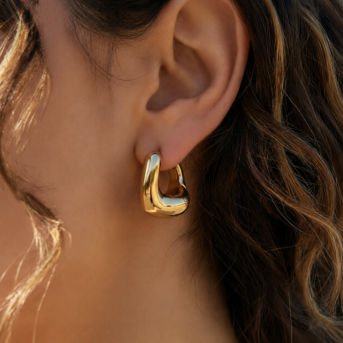Chunky U-Shape Oval Hoop Earrings