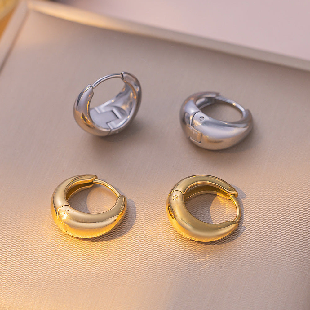 Minimalist Chunky Waterdrop Hoop Earrings in Waterproof Stainless Steel