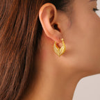 Minimalist Leaf Heart Stud Earrings