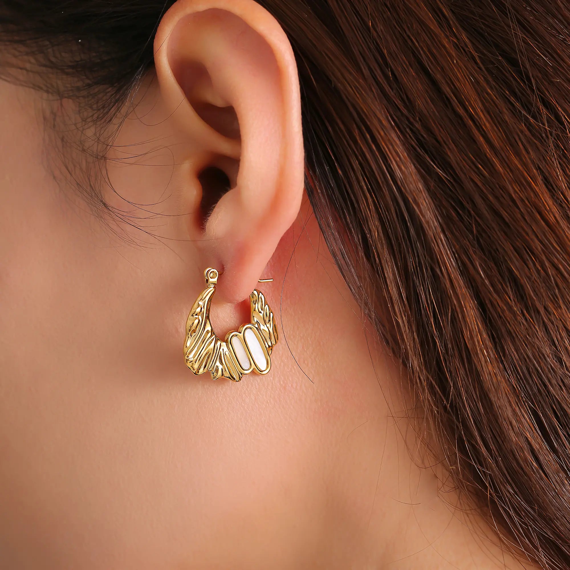 Irregular Molten Shell Hoop Earrings