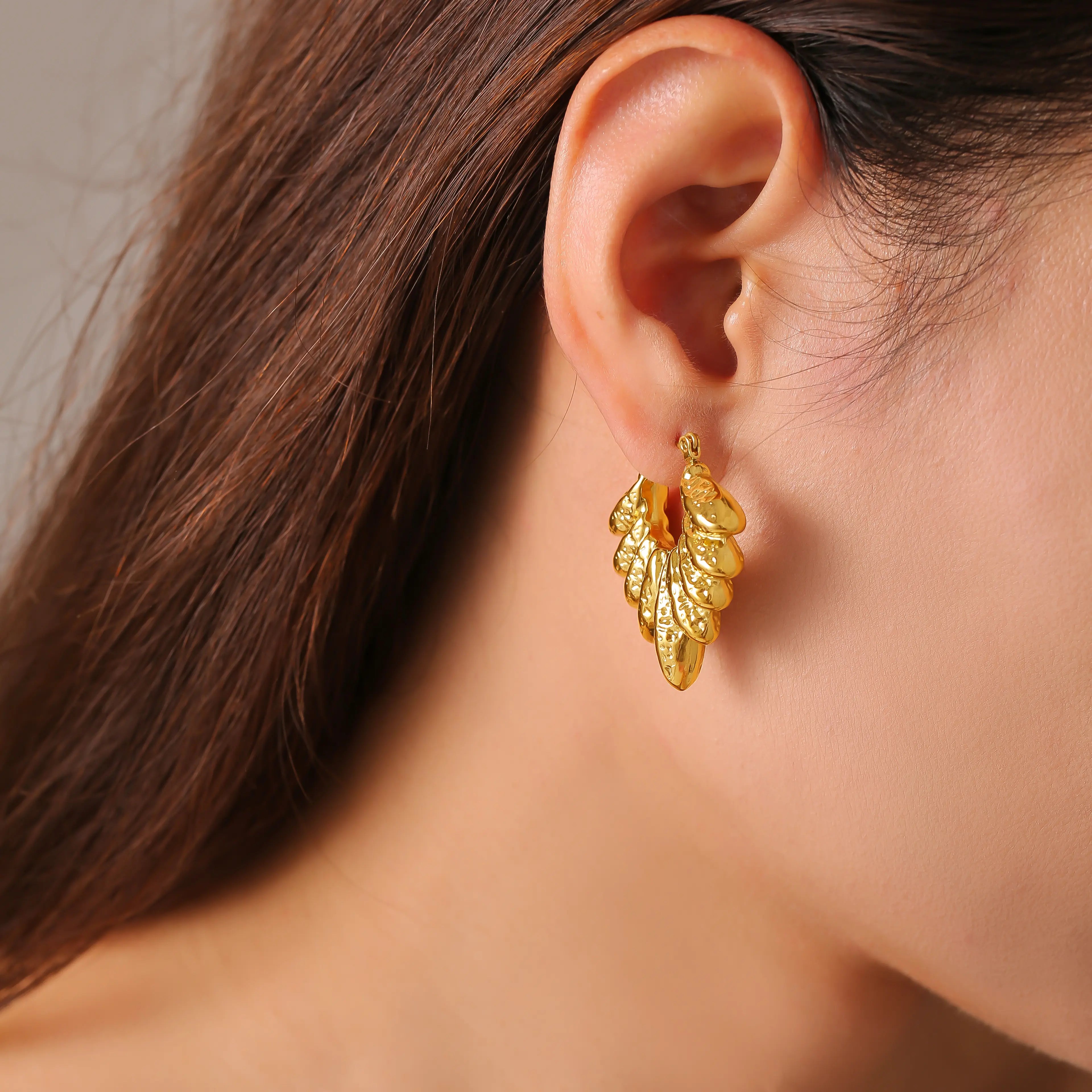 Minimalist Hollow Leaf Hoop Earrings