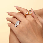 Minimalist Mother of Pearl Double Heart Open Ring