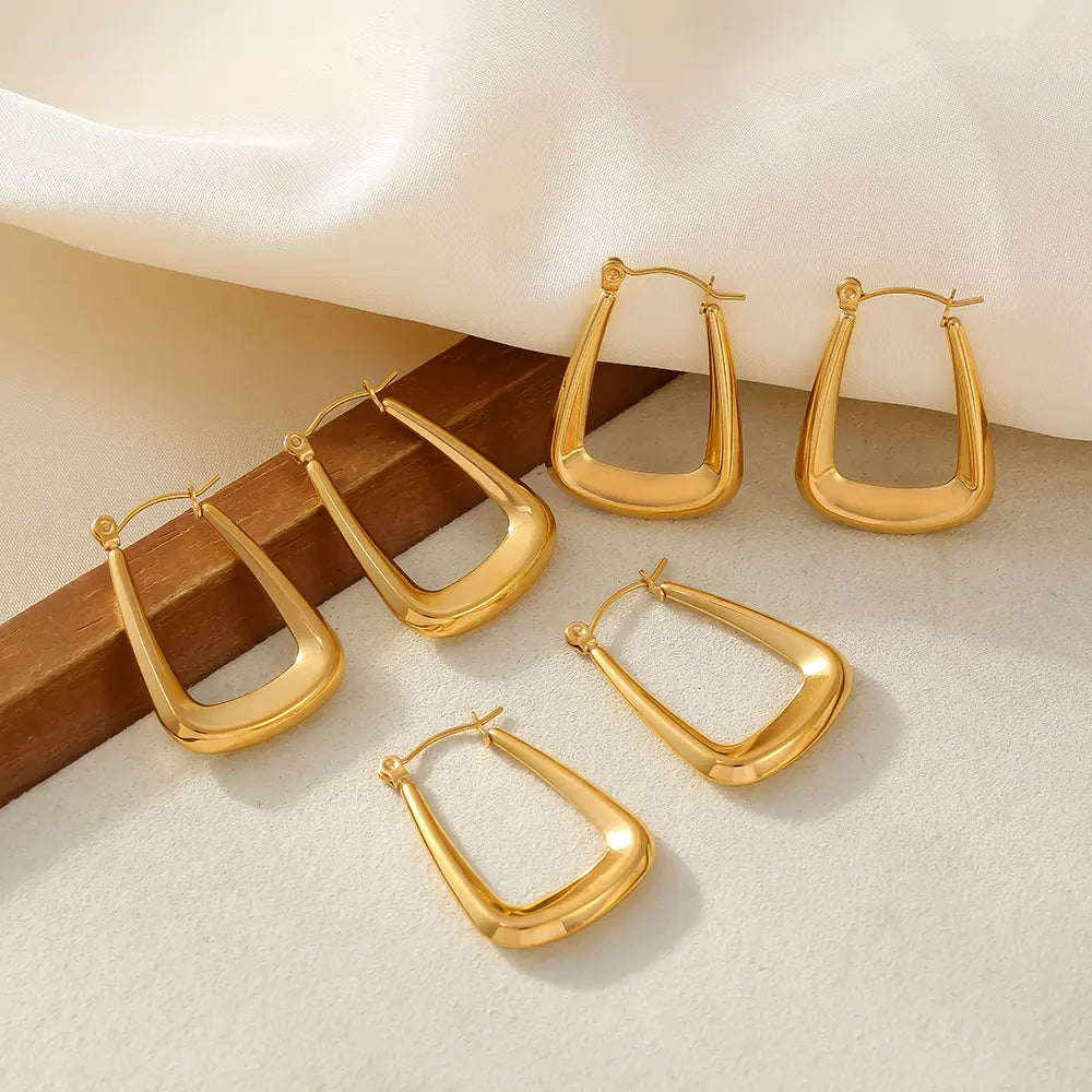 Minimalist Geometric U-Shape Hoop Earrings