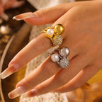 Vintage Orb Pavé Pearl Statement Ring