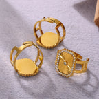 Sunburst Carved CZ Statement Adjustable Ring