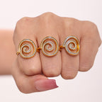 Onivan Sculptural Swirl CZ Bypass Ring