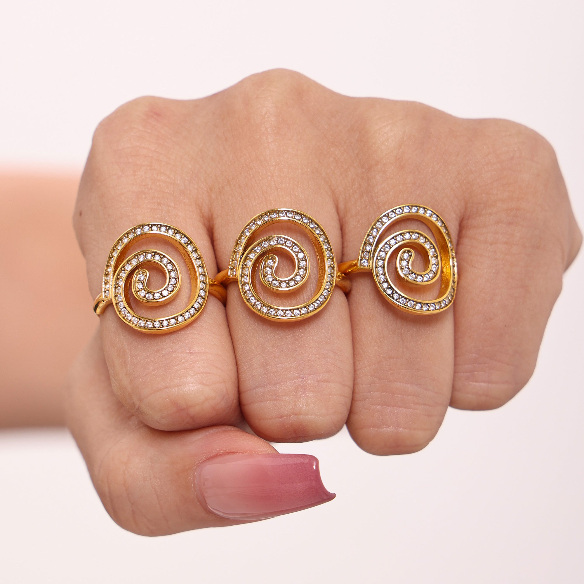Onivan Sculptural Swirl CZ Bypass Ring