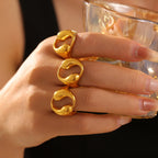 Vintage Sculptural Hollow Teardrop Open Ring