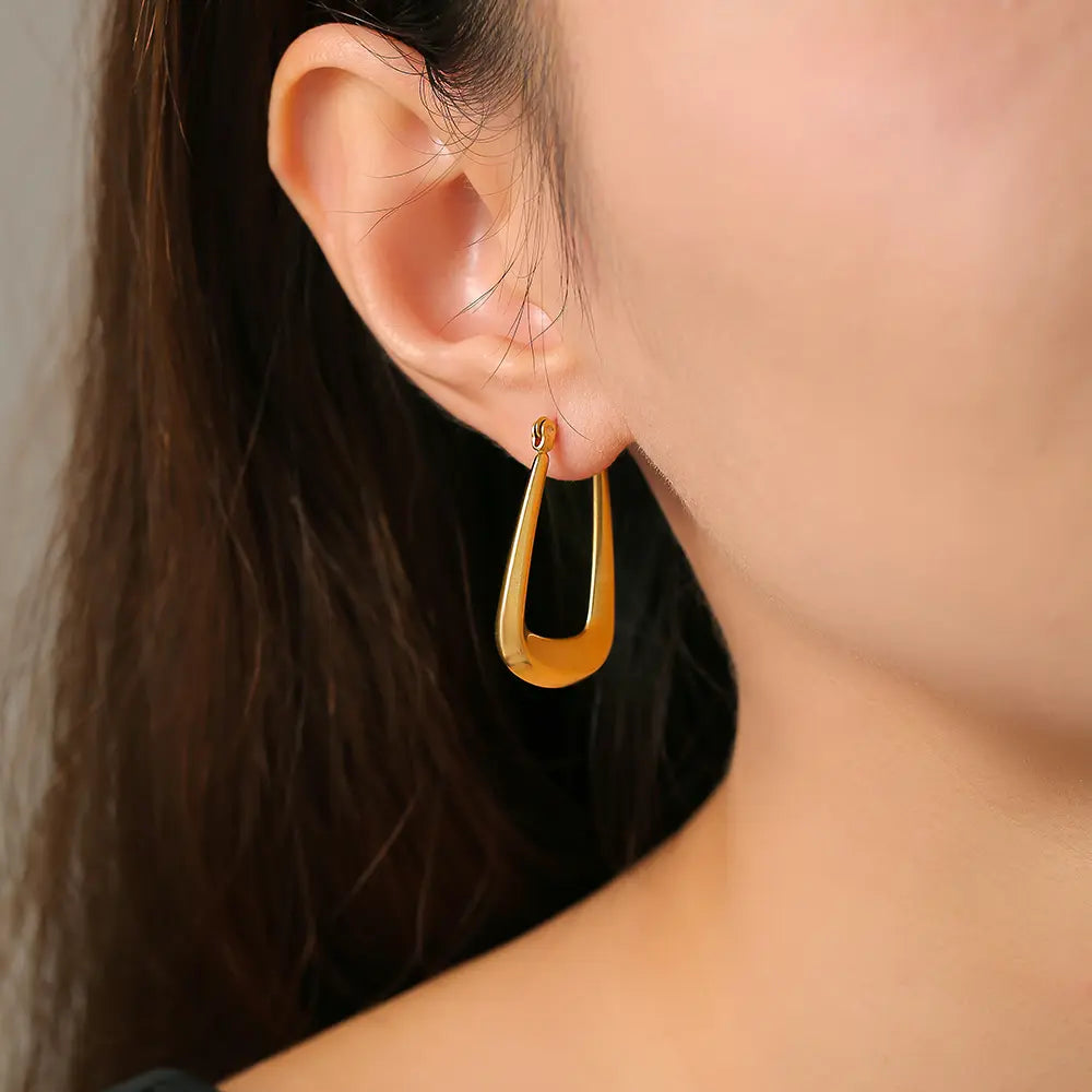 Minimalist Geometric U-Shape Hoop Earrings