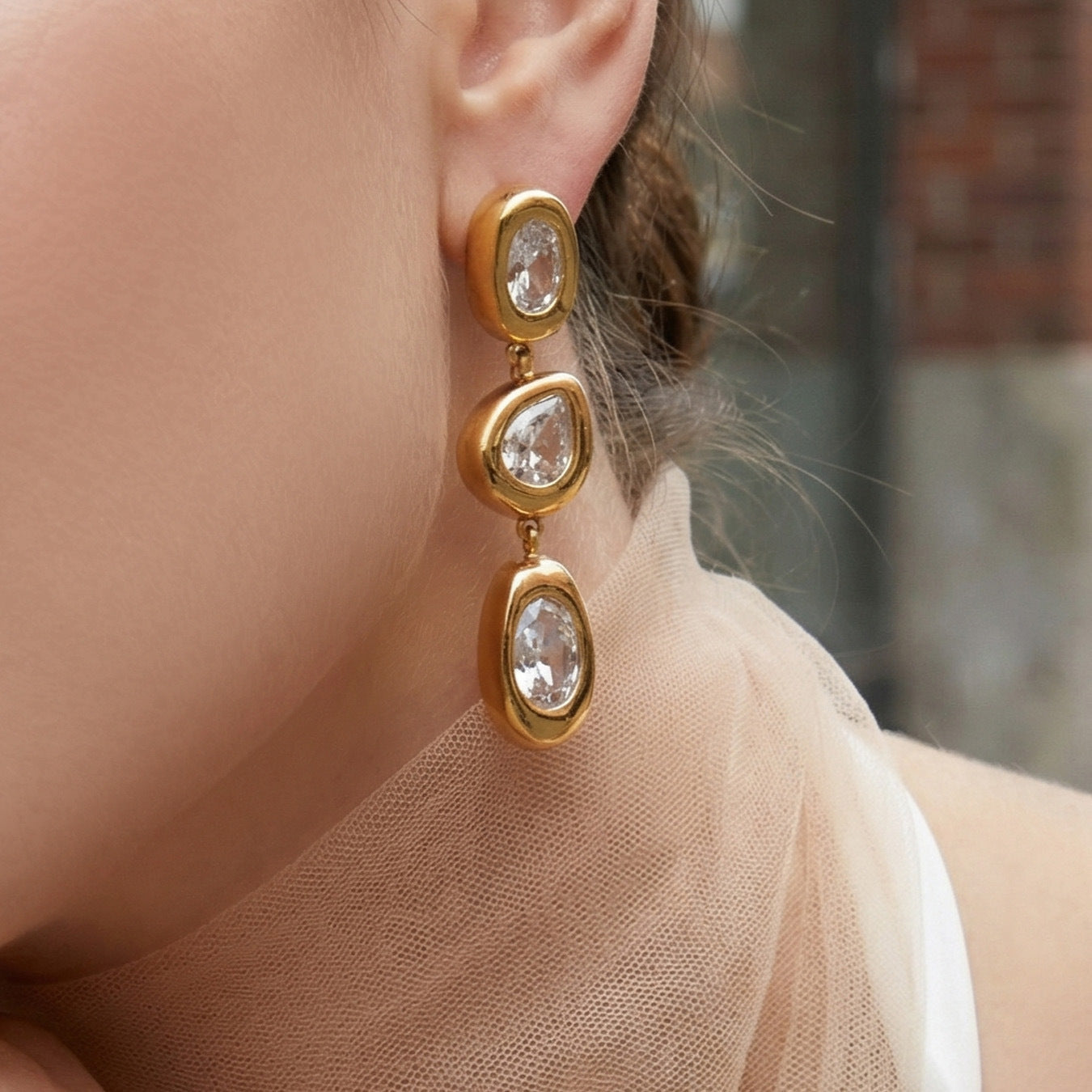 French Vintage Zircon Drop Earrings