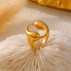 Vintage Sculptural Hollow Teardrop Open Ring