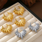 Minimalist Hollow Leaf Hoop Earrings
