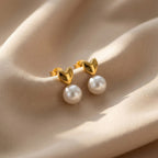 Dainty Pearl Heart Stud Earrings
