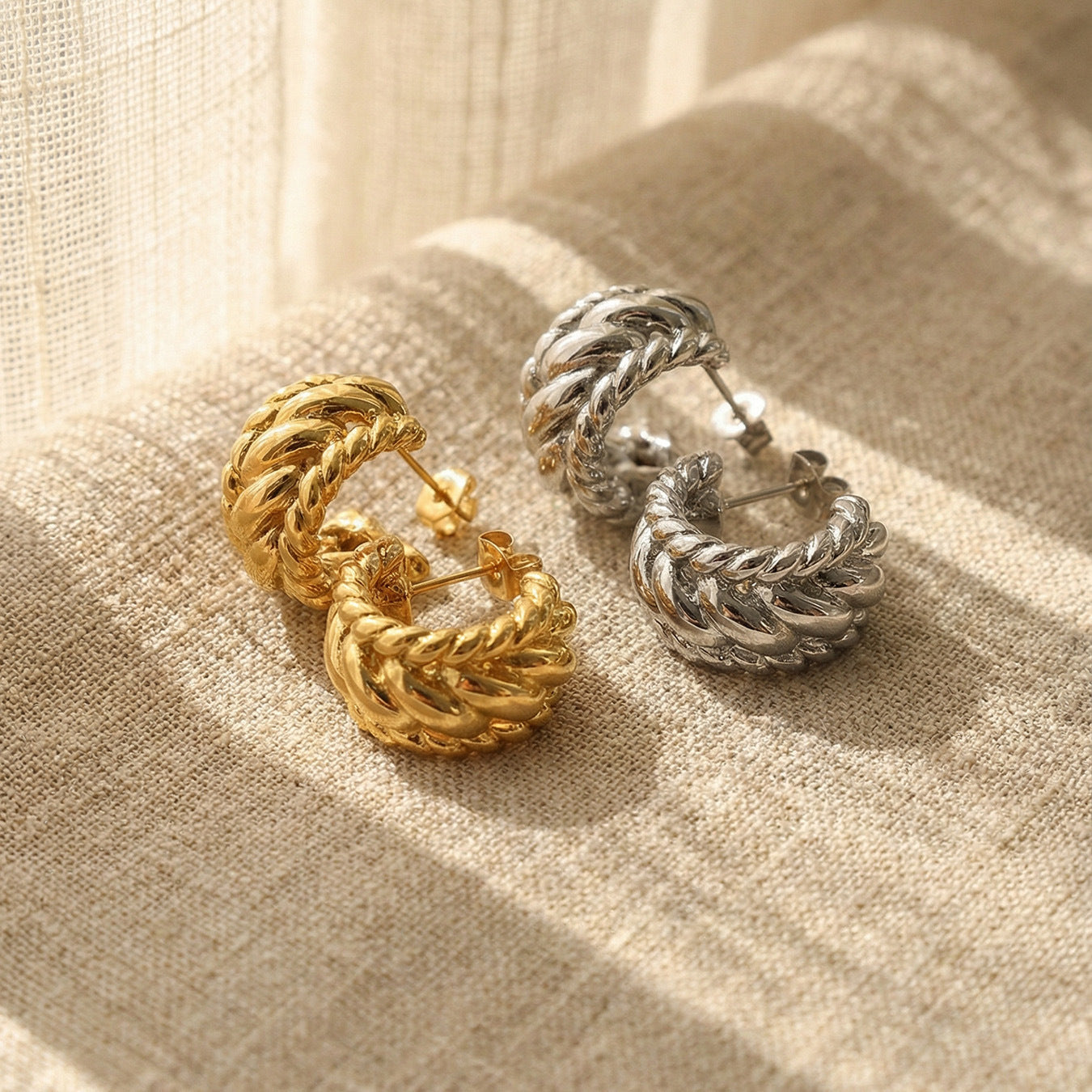 Minimalist Twisted Knot Hoop Earrings
