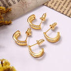 Minimalist Double Row C-Shape Hoop Earrings