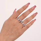 French Enamel Olive Leaf Vine Ring