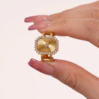Sunburst Carved CZ Statement Adjustable Ring