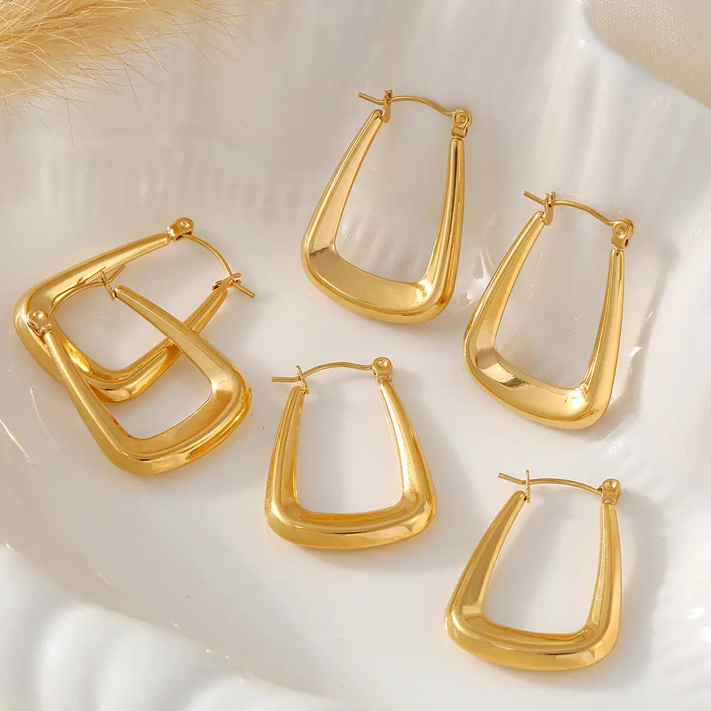 Minimalist Geometric U-Shape Hoop Earrings