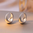 Minimalist Chunky Waterdrop Hoop Earrings in Waterproof Stainless Steel