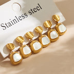 Geometric Mother of Pearl Drop Earrings