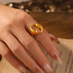 Vintage Sculptural Hollow Teardrop Open Ring