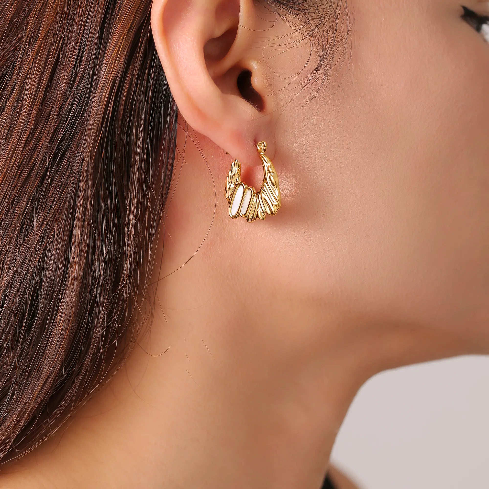 Irregular Molten Shell Hoop Earrings