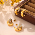 Minimalist Crescent Moon Zircon Stud Earrings