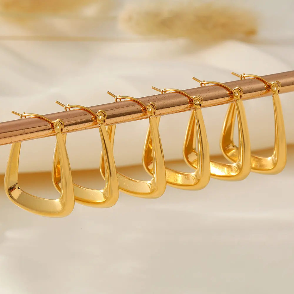 Minimalist Geometric U-Shape Hoop Earrings