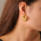 Minimalist Hollow Leaf Hoop Earrings