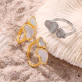 Minimalist Mother of Pearl Double Heart Open Ring