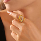 Vintage Interlocking Pave Loop Ring