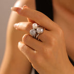 Vintage Orb Pavé Pearl Statement Ring
